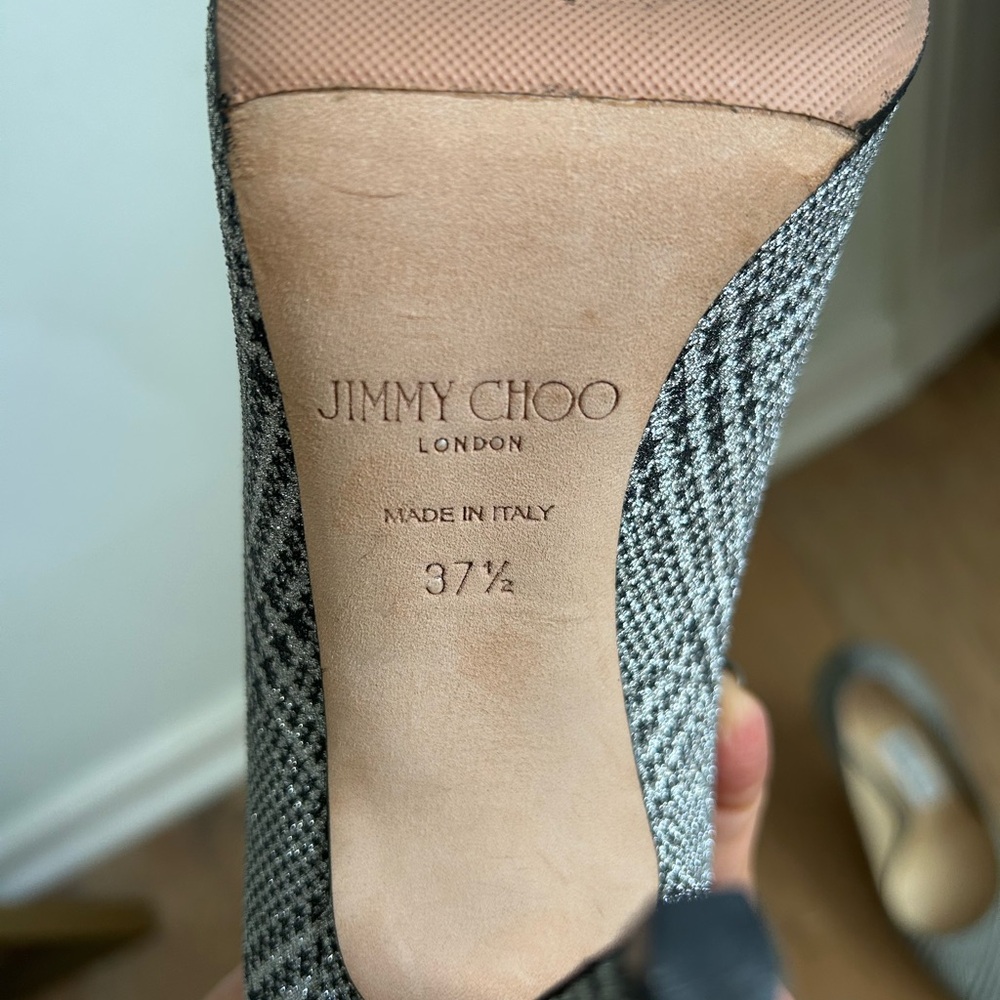 Jimmy Choo metallic houndstooth pattern pointed toe heel with 4 inch heels. - Picture 6 of 6